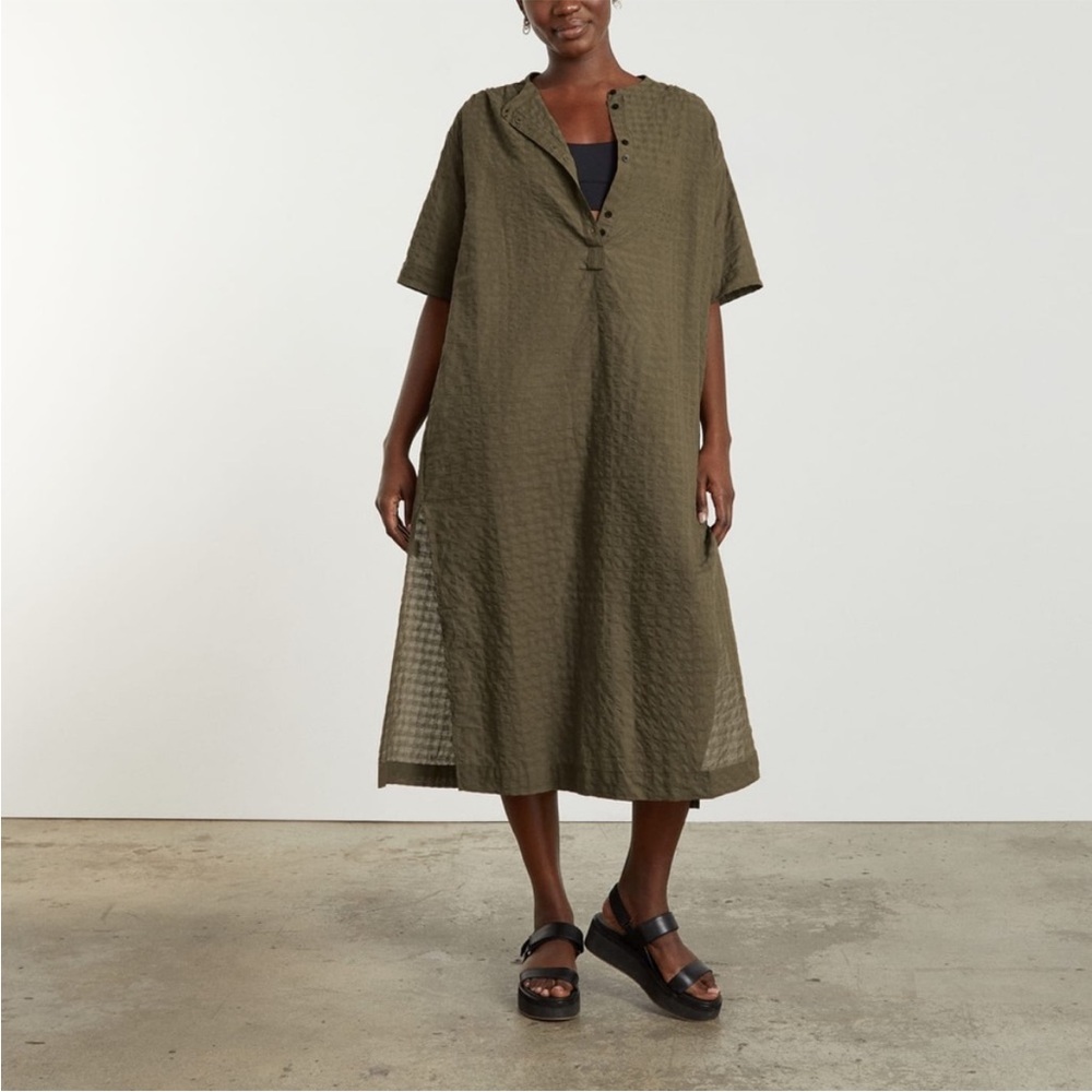 Relaxed Olive Green Midi Dress